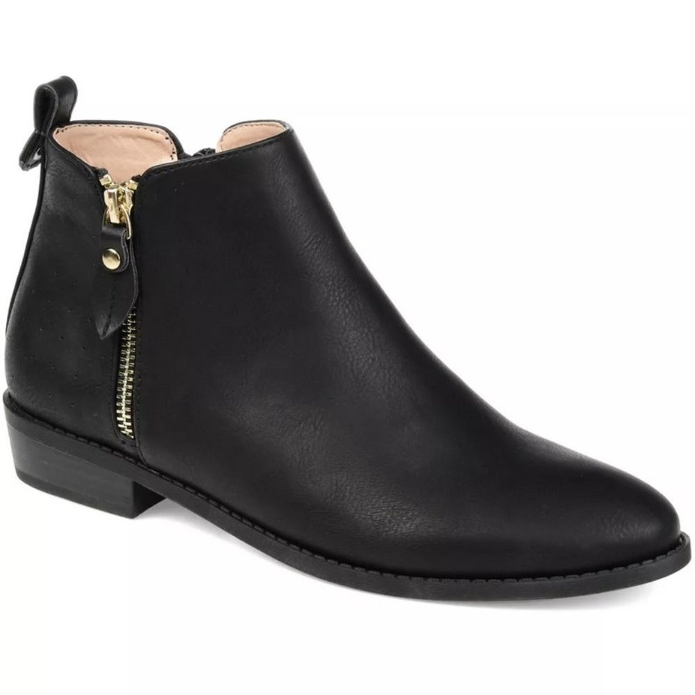 Journee Collection Womens Ellis Inside Zip‎ Stacked Heel Booties Black